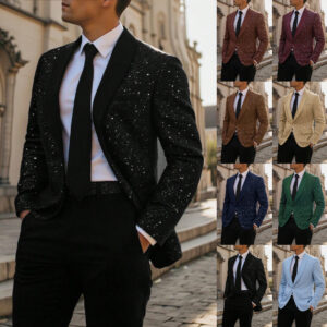 Men’s Suit Casual Shiny Banquet Party Outerwear