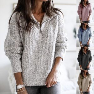 Zip pullover long sleeve sweater sweater coat (Copy) (Copy)